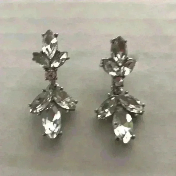 Charter Club new Silver Tone Crystal Drop Earrings - Picture 2 of 8